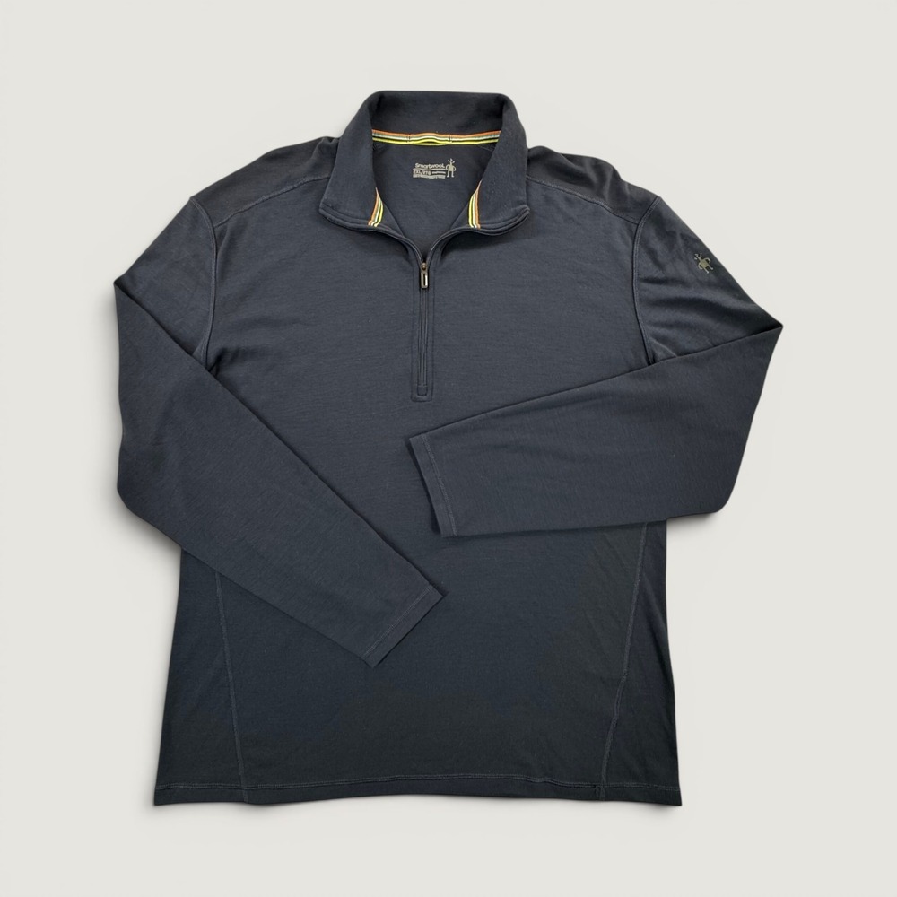 Smartwool Mens 2XL Merino Wool Quarter Zip Base Layer Navy Blue SW002821